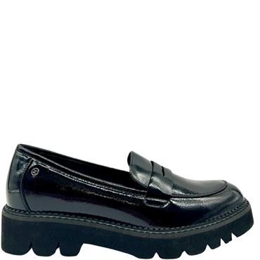ZANNI WOMENS SLIP ON LOAFER - BLACK PATENT