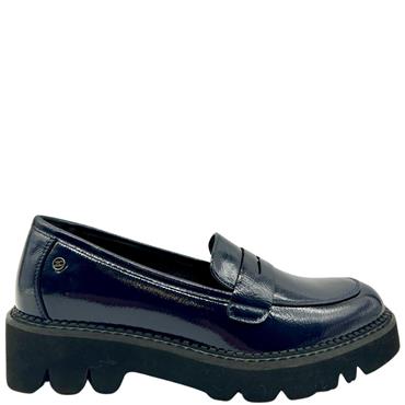 ZANNI WOMENS SLIP ON LOAFER - NAVY PATENT