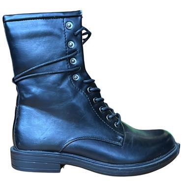 REDZ WOMENS 9 EYE LACE  ZIP BOOT - BLACK