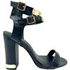 TRUFFLE 2ANKLE STRP GOLD TRIM SDL - BLACK