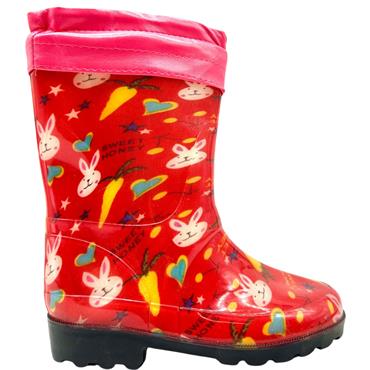 MEIVA GIRLS PULL CORD LINED WELLINGTON - RED