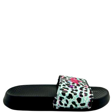 HYPE ICE LEOPARD SLIDER - BLACK