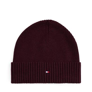 Tommy Hilfiger TH Flag Pima Cotton Beanie Burgundy