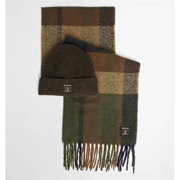 Barbour Westerdale Beanie & Scarf Gift Set Olive/Navy
