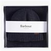 Barbour Carlton Fleck Beanie & Scarf Gift Set Navy