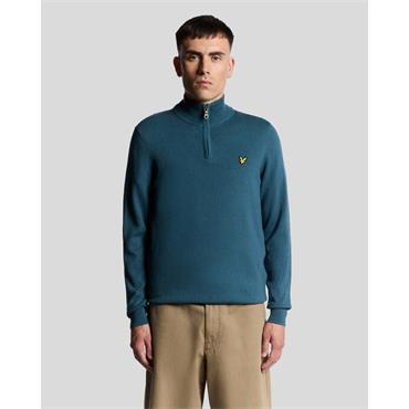 Lyle & Scott Cotton Merino 1/4 Zip Knit Blue