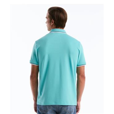 Penguin Tipped Pique Polo Shirt Aqua