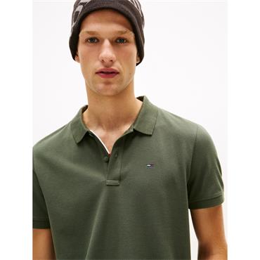 Tommy Jeans Slim Placket Polo Green
