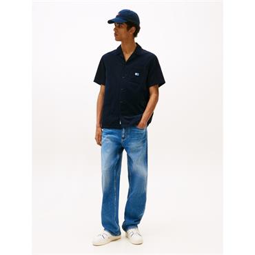 Tommy Jeans Cord Camp Short Sleeve Shirt Navy