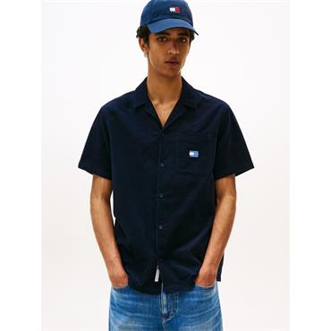 Tommy Jeans Cord Camp Short Sleeve Shirt Navy