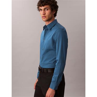 Calvin Klein Solid Stretch Shirt Blue
