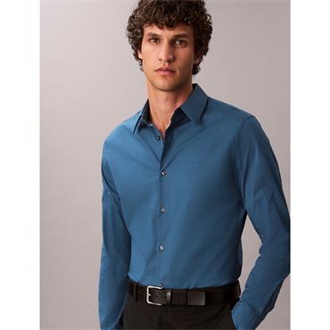 Calvin Klein Solid Stretch Shirt Blue