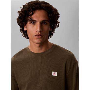 Calvin Klein Jeans Waffle Badge Sweater Olive