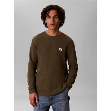 Calvin Klein Jeans Waffle Badge Sweater Olive