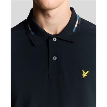 Lyle & Scott Striped Tipped Polo T-Shirt Navy