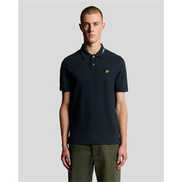 Lyle & Scott Striped Tipped Polo T-Shirt Navy
