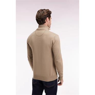Eden Park Plain Heavy Cotton 1/4 Zip Knit Taupe