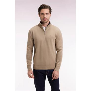Eden Park Plain Heavy Cotton 1/4 Zip Knit Taupe
