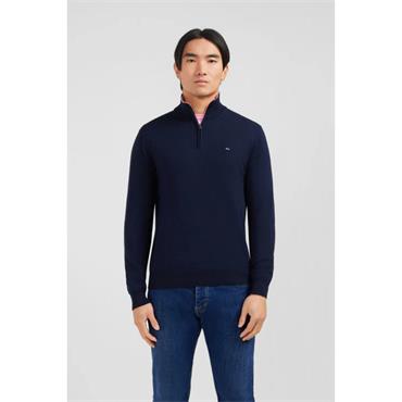 Eden Park Plain Heavy Cotton 1/4 Zip Knit Marine