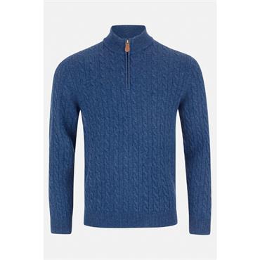 Benetti Grant 1/4 Zip Cable Knit Jumper Indigo