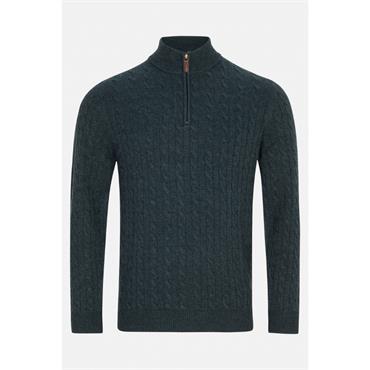 Benetti Grant 1/4 Zip Cable Knit Jumper Teal