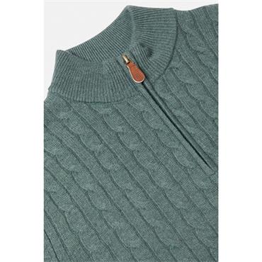 Benetti Grant 1/4 Zip Cable Knit Jumper Sage