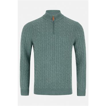 Benetti Grant 1/4 Zip Cable Knit Jumper Sage