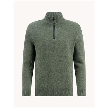 A Fish Named Fred Mock-Zip Melange Jumper Green