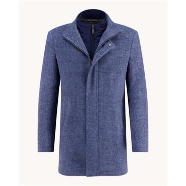 A Fish Named Fred Funnel Neck Coat Blue