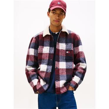 Tommy Jeans Check Teddy Overshirt Navy