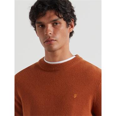 Farah Maidstone Lambswool Crew Neck Jumper Burnt Ochre