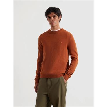 Farah Maidstone Lambswool Crew Neck Jumper Burnt Ochre