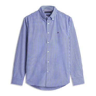 Tommy Hilfiger Flex Poplin Gingham Shirt Wedge Blue