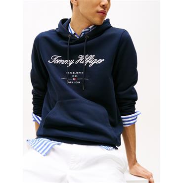 Tommy Hilfiger Embriodered Signature Logo Hoody Navy