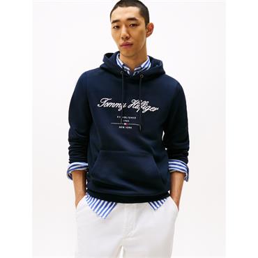 Tommy Hilfiger Embriodered Signature Logo Hoody Navy