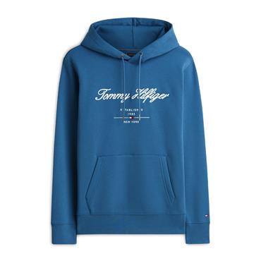 Tommy Hilfiger Embriodered Signature Logo Hoody Aegean