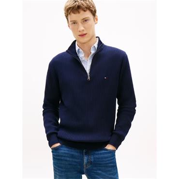 Tommy Hilfiger Quater-Zip Pima Cotton/Cashmere Knit   Navy