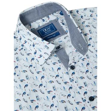 Drifter Bird Print Short Sleeve Shirt Blue