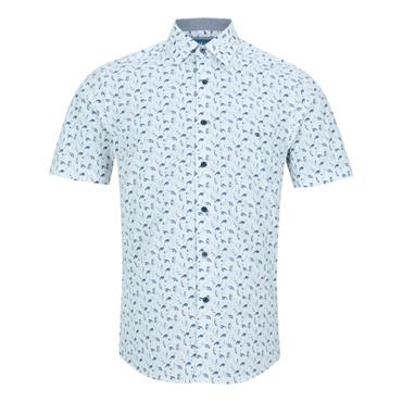 Drifter Bird Print Short Sleeve Shirt Blue