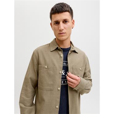Jack & Jones Rayle Solid Linen Overshirt Khaki