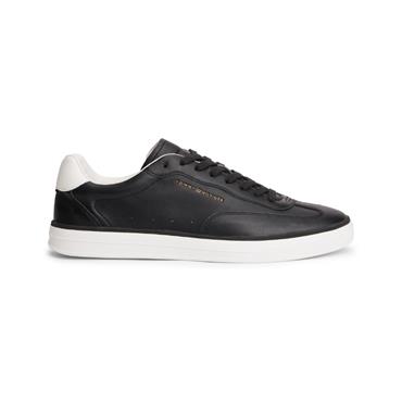 Tommy Hilfiger Luxe Metallic Logo Leather Trainers Black