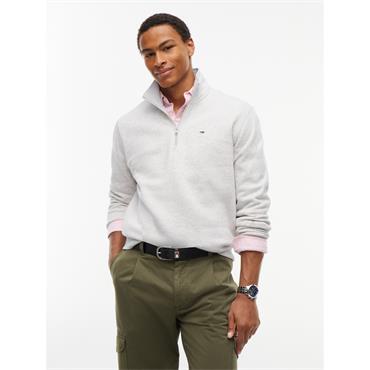Tommy Jeans Regular-Fit Mock Neck Fleece Grey