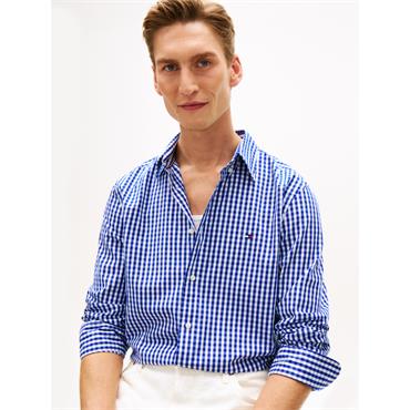 Tommy Hilfiger Flex Poplin Gingham Check Shirt Wedge Blue