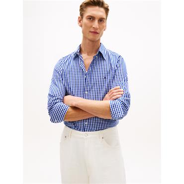 Tommy Hilfiger Flex Poplin Gingham Check Shirt Wedge Blue