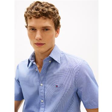 Tommy Hilfiger Flex Houndstooth Short Sleeve Shirt Wedge Blue