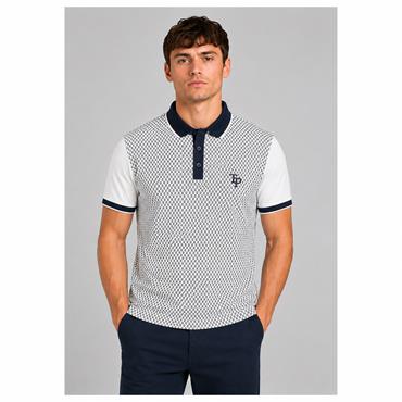 Tom Penn TPP977 Front Printed Polo Wht-Sky