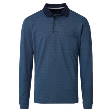 Casa Moda Long-sleeved polo shirt Blue