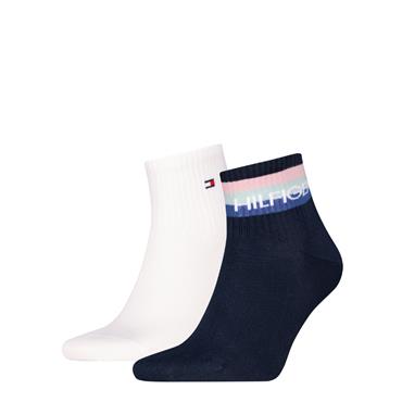 Tommy Hilfiger Quarter 2-Pack Sport TH Logo Socks Navy