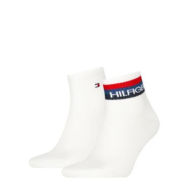 Tommy Hilfiger Quarter 2-Pack Sport TH Logo Socks White
