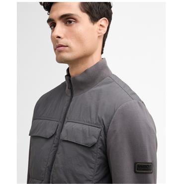 Barbour International Ethan Funnel-Neck Quilted Hybrid Charcoal